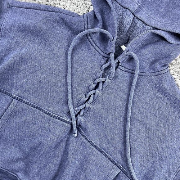 Free People Sweaters - Fp Free People Movement Believe It Lace Up Crop Hoodie Blue Sweatshirt Size XS